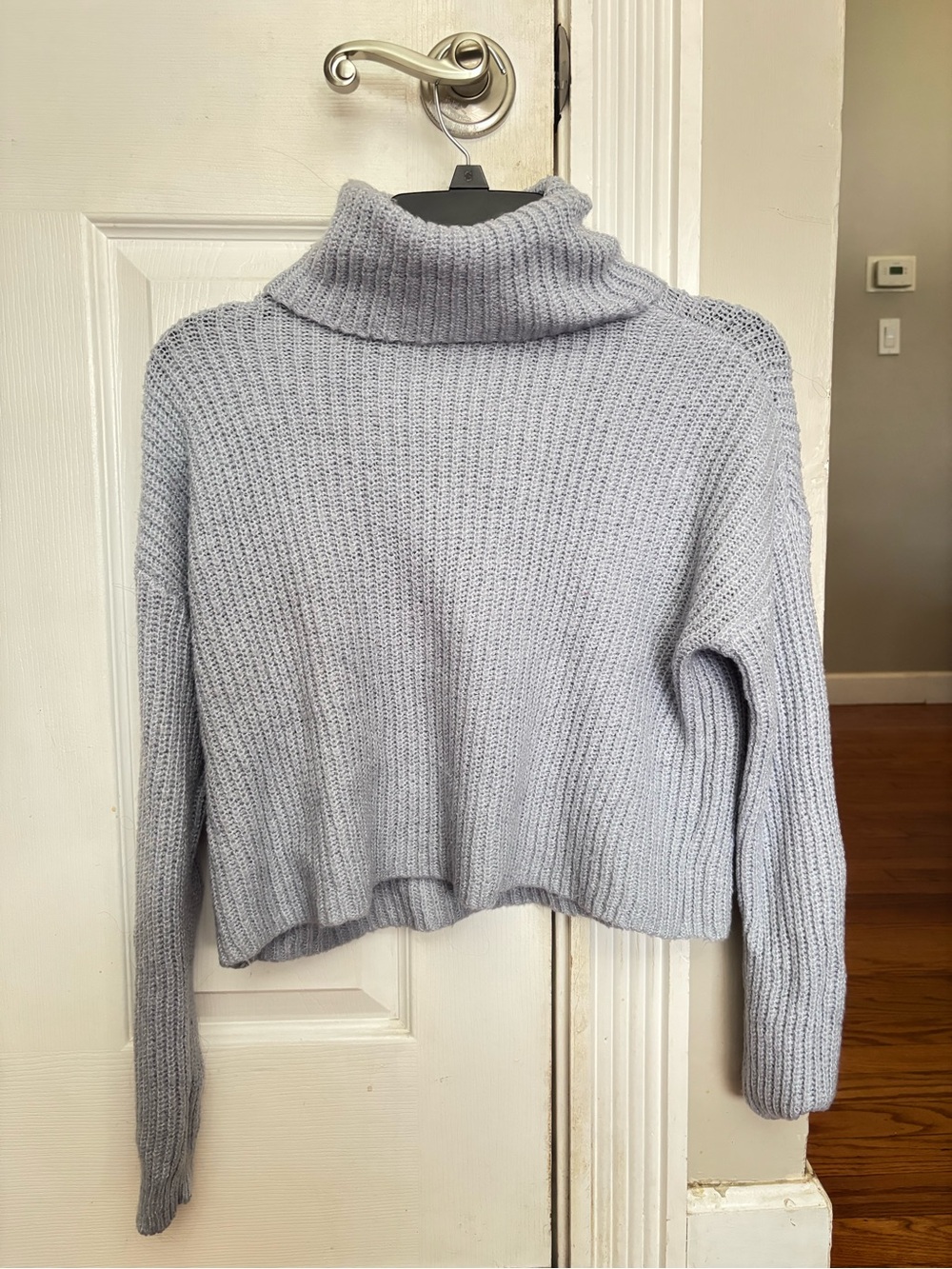 Light Blue Turtleneck Knit Sweater